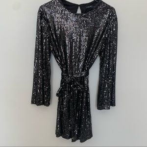 Sequin Tie Waist Dress